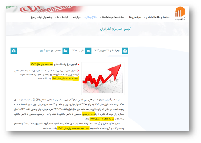 نحوه مرسوم اعلام رشد اقتصادی فصلی توسط مرکز آمار ایران